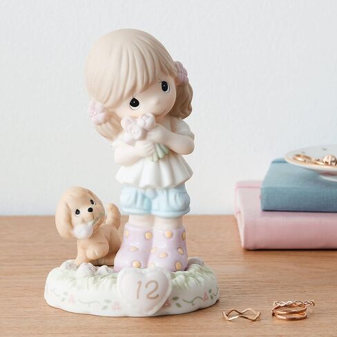 Precious Moments Growing in Grace Age 12 | Brunette Girl Bisque Porcelain Figurine | Birthday Gift | Birthday Collection | Room Decor & Gifts | Hand-Painted in Saudi Arabia