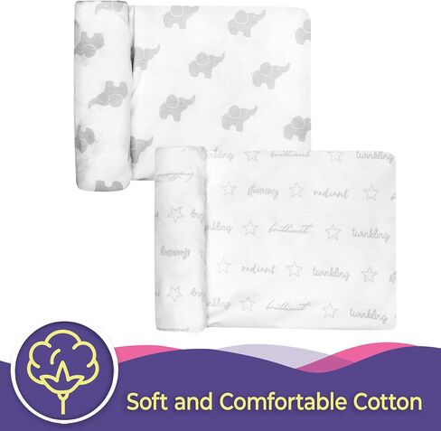 Budding Sprout Organic Cotton Ultra Soft Hypoallergenic Changing Pad Covers (2-Pack) Fits Standard Size Pads 16" x 32" Comes with Two Unisex Design in Saudi Arabia