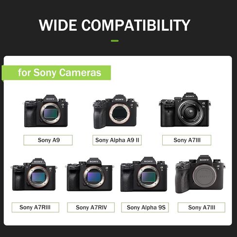Eeyrnduy 2-Pack NP-FZ100 مجموعة بطارية وشاحن بديلة لسوني NP-FZ100 A6600 Alpha A7III A7RIII A7R IV A9 A6600 Alpha 9 Alpha 9S A9S A7III A7R3 A7R4 in Kuwait