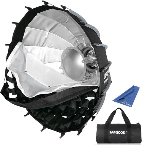 LAPGOOD 31.5"/80cm Softbox Beauty Dish with Grid and Double Soft Cloth Design - Bowens Mount Diffuser for Flash and Video Lights, Quick Setup, and Carrying Bag in Kuwait