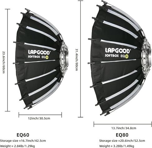 LAPGOOD 31.5"/80cm Softbox Beauty Dish with Grid and Double Soft Cloth Design - Bowens Mount Diffuser for Flash and Video Lights, Quick Setup, and Carrying Bag in Kuwait