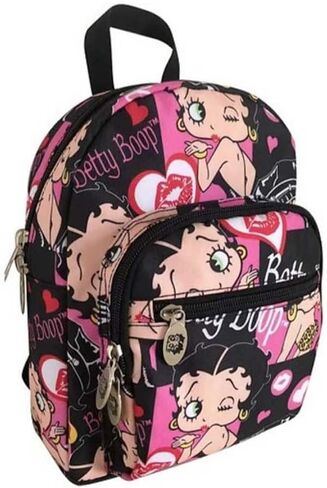 LuxeBag Betty Boop Canvas Cute Mini Backpack (Black: Poster) in Kuwait