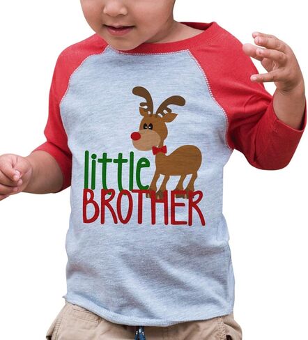 Custom Party Shop Kids Little Brother Christmas Raglan Shirt Red 2T in Kuwait