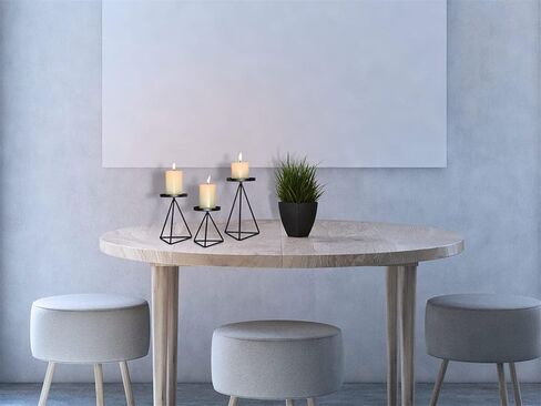 حامل شمعة من MAINFOR الشموع العامودية، حامل شموع مزخرف بتصميم هندسي في العطلات ولزينة الشموع لزينة الطاولة، مجموعة من 3 قطع من الحديد المطاوع الأسود حامل شمعة طويلة أرضية in Kuwait