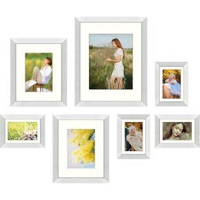 Golden State Art, Gallery Wall Frames, 11x14, 8x10, 5x7 Multiple Photo Frames Collage for Wall or Tabletop Displays with Mat or Without Mat (Gold, 7 Pack) in Kuwait
