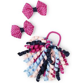 Gymboree Girls and Toddler Headbands and Hair Accessories, Magenta/Navy Curly Bow 3 Pack, One Size in Saudi Arabia