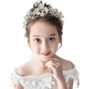 إكسسوارات شعر الزفاف من PRDGIRL للأطفال، غطاء رأس الأميرة زهرة بيضاء عصابة رأس فستان شعر لؤلؤي للفتيات والفتيات الزهرات، عصابة شعر لطيفة لحفلات الزفاف in Kuwait