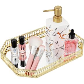 Homaisson Golden Mirror Tray, Perfume Tray for Dresser, Vanity Tray for Bathroom, Iron Tray, for Home Decor Office Bathroom Living Room,11.2''x7.9''x1.2'' in Saudi Arabia