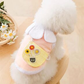 Pet Clothes Cute Dog Vest Lovely Sunflower Dog Shirt Breathable Pet T-Shirt Puppy Clothes Shirt for Pet (Blue, X-Small)
