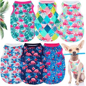 6 Pack Dog Shirts Summer Clothes for Dogs Cute Flamingo Hawaiian Pet Dog Shirt Outfits Sweatshirts Breathable Sleeveless Vest Apparel for Small Medium Large Dog Cat (Large) in Saudi Arabia