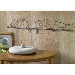 Graham & Brown 41-221 Bird on a Wire Metal Wall Art, Black, 5.00" x 23.00" in Saudi Arabia