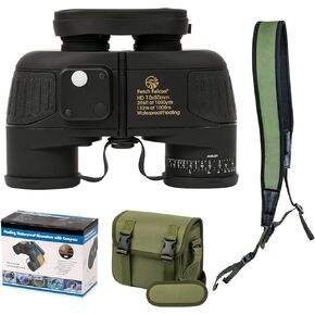 Fetch Falcon 10x50 Military Aluminum BAK4 FMC Binoculars (Third Generation,High Power Compact) for Travel Sightseeing, Bird Watching and Outdoor Sports (Army Green)