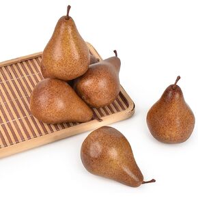 Luckforest Artificial Brown Pears, 6 Pcs Simulation Pears Fake Fruits for Home Kitchen Fruit Model Cabinet Decor Photography Props in Saudi Arabia