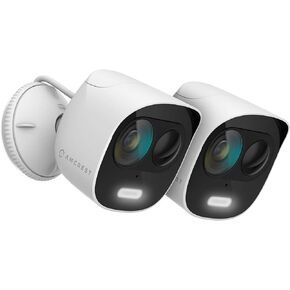 كاميرا أمان خارجية لاسلكية Amcrest 2-Pack ProHD 2-Megapixel، كاميرا IP WiFi خارجية رادع - Full HD 1080P @30fps، IP65 مقاومة للطقس، رؤية ليلية 33ft، صوت ثنائي الاتجاه، 2PACK-ADC2W (أبيض)' in Kuwait