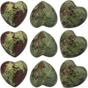 TUMBEELLUWA Healing Stones Carved Heart Puff Love Crystal Chakra Worry Reiki Pocket Palm Stone Pack of 15,Dragon Bloodstone,0.5" in Kuwait