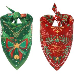 SLSON Christmas Dog Bandanas 2 Pack Reversible Triangle Bibs Xmas Pet Scarf Decoration Holiday Bandanas for Dogs Cats Small to Large Pets in Kuwait