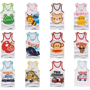 Boy/Girl 100% Cotton 5 Pack Cartoon Japanese Vest Tank Sleeveless Top Set in Kuwait