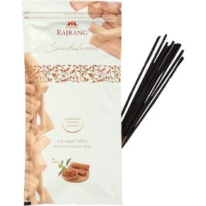 RAJRANG Sandalwood Incense Sticks Box 120 Grams (120 Sticks) Scented Hand Rolled Agarbatti Stick for Temple Room Freshener in Kuwait