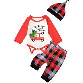 ملابس عيد الميلاد للأطفال حديثي الولادة من Happidoo، ملابس عيد الميلاد الأولى لعيد الميلاد المنقوشة على شكل شجرة عيد الميلاد in Kuwait