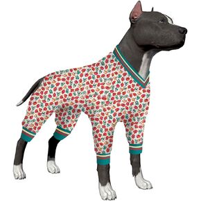 LovinPet Bodysuit لكبيرة، بيجامة حماية ما بعد العمليات الجراحية للكلاب، بذلة للكلاب ذات تغطية مضادة للتساقط، طنين النحل خفيف الوزن قابل للتمدد، طيور تغني مطبوعات زرقاء سبرينج بلوم مثل سترة الكلب أسفل L