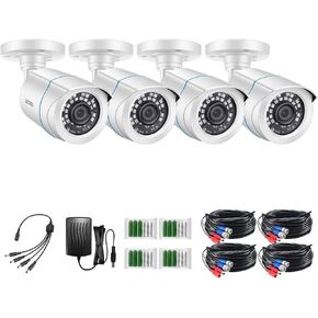 ZOSI 4 Pack 2MP 1080p HD-TVI كاميرا مراقبة منزلية 1920TVL، رؤية ليلية 80 قدم، مقاومة للطقس خارج المنزل في الهواء الطلق كاميرا مراقبة CCTV رصاصة (متجددة) in Kuwait