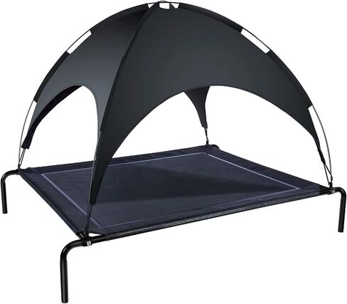 ANWA Raised Dog Bed with UV Protection Canopy Medium Size 37" L x 26" W x 30" H, Waterproof Portable Pet Cot Outdoor Use, Elevated Dog Bed with Breathable Mesh in Kuwait