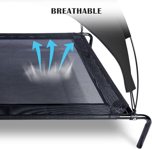 ANWA Raised Dog Bed with UV Protection Canopy Medium Size 37" L x 26" W x 30" H, Waterproof Portable Pet Cot Outdoor Use, Elevated Dog Bed with Breathable Mesh in Kuwait