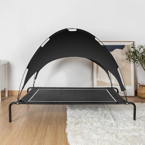 ANWA Raised Dog Bed with UV Protection Canopy Medium Size 37" L x 26" W x 30" H, Waterproof Portable Pet Cot Outdoor Use, Elevated Dog Bed with Breathable Mesh in Kuwait