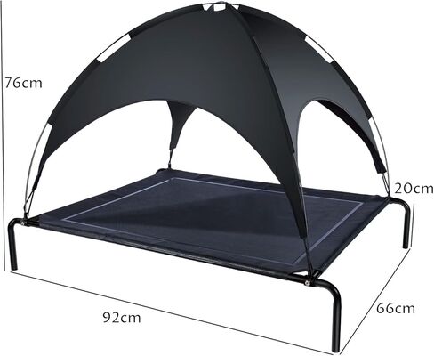 ANWA Raised Dog Bed with UV Protection Canopy Medium Size 37" L x 26" W x 30" H, Waterproof Portable Pet Cot Outdoor Use, Elevated Dog Bed with Breathable Mesh in Kuwait