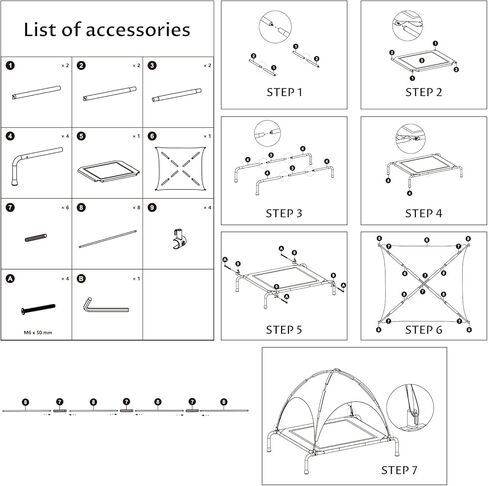 ANWA Raised Dog Bed with UV Protection Canopy Medium Size 37" L x 26" W x 30" H, Waterproof Portable Pet Cot Outdoor Use, Elevated Dog Bed with Breathable Mesh in Kuwait