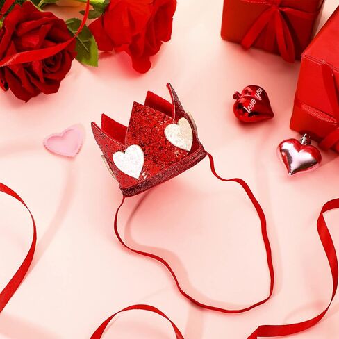 3 قطع شريط راس لعيد الحب، تاج طفل صغير لالتقاط الصور، تاج للفتيات الصغيرات للتصوير الفوتوغرافي، قبعة تاج حمراء لامعة للاطفال، اكسسوارات الحفلات وهدايا عيد الحب in Kuwait