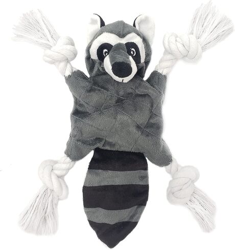 Maestro Pets No Stuffing Dog Toys, Crinkle Dog Toys, 3 in 1 Plush Dog Toys with Rope Legs, Squeakers and Crinkle Paper, Dog Rope Squeaky Toys for Puppies, Small, and Medium Dogs (Raccoon) in Saudi Arabia