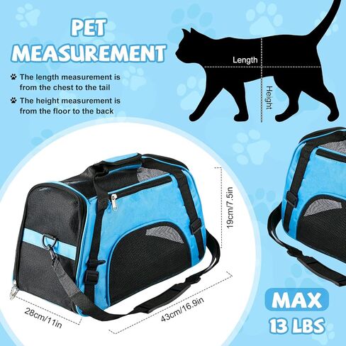 Sweetude 4 Pcs Cat Carrier Soft Pet Carrying Bag for Cat Under 13lbs, 16.9X 11x 7.5 Inch, Soft Sided Foldable Comfortable Portable Bag for Small Pet Travel(Rose Red, Blue) in Saudi Arabia