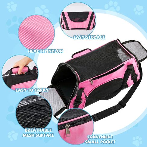 Sweetude 4 Pcs Cat Carrier Soft Pet Carrying Bag for Cat Under 13lbs, 16.9X 11x 7.5 Inch, Soft Sided Foldable Comfortable Portable Bag for Small Pet Travel(Rose Red, Blue) in Saudi Arabia