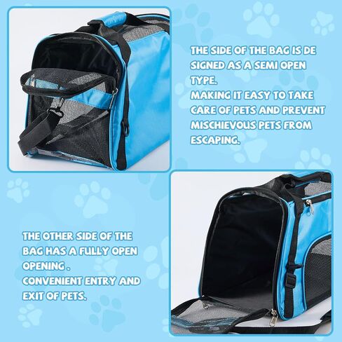Sweetude 4 Pcs Cat Carrier Soft Pet Carrying Bag for Cat Under 13lbs, 16.9X 11x 7.5 Inch, Soft Sided Foldable Comfortable Portable Bag for Small Pet Travel(Rose Red, Blue) in Saudi Arabia