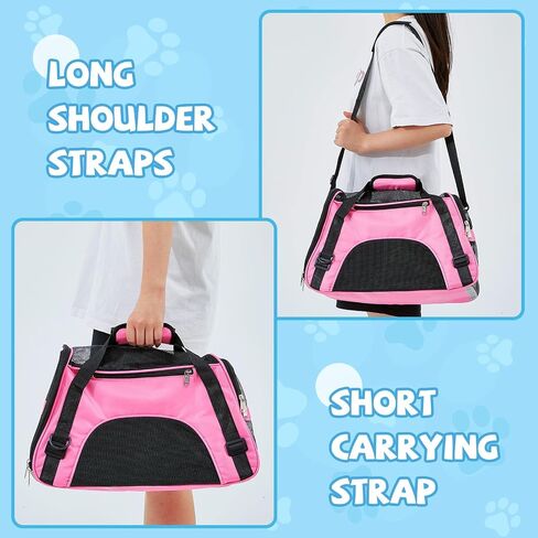 Sweetude 4 Pcs Cat Carrier Soft Pet Carrying Bag for Cat Under 13lbs, 16.9X 11x 7.5 Inch, Soft Sided Foldable Comfortable Portable Bag for Small Pet Travel(Rose Red, Blue) in Saudi Arabia