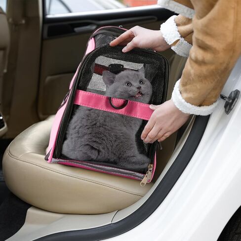 Sweetude 4 Pcs Cat Carrier Soft Pet Carrying Bag for Cat Under 13lbs, 16.9X 11x 7.5 Inch, Soft Sided Foldable Comfortable Portable Bag for Small Pet Travel(Rose Red, Blue) in Saudi Arabia