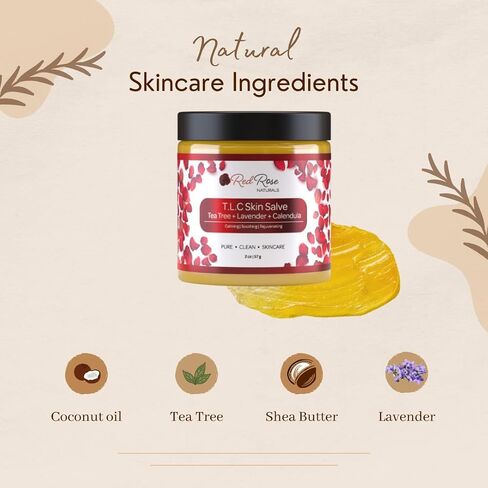 Red Rose Naturals TLC Skin Salve Non-Petroleum Ointment | 100% All Natural Balm with Calendula | Eczema Cream, Psoriasis, Acne, Blemishes, Dark Spots, Rashes, Dry Skin in Saudi Arabia