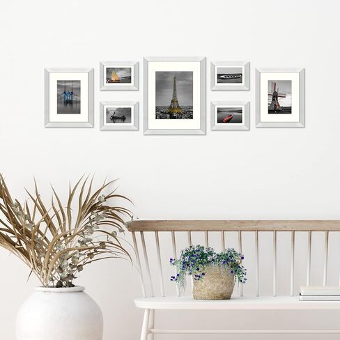 Golden State Art، إطارات حائط المعرض، 11 × 14، 8 × 10، 5 × 7 إطارات صور متعددة مجمعة لشاشات الحائط أو سطح الطاولة مع حصيرة أو بدون حصيرة (أسود، 7 عبوات) in Kuwait