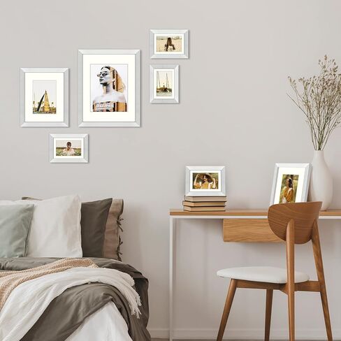 Golden State Art، إطارات حائط المعرض، 11 × 14، 8 × 10، 5 × 7 إطارات صور متعددة مجمعة لشاشات الحائط أو سطح الطاولة مع حصيرة أو بدون حصيرة (أسود، 7 عبوات) in Kuwait