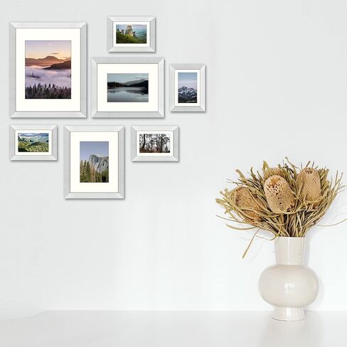 Golden State Art، إطارات حائط المعرض، 11 × 14، 8 × 10، 5 × 7 إطارات صور متعددة مجمعة لشاشات الحائط أو سطح الطاولة مع حصيرة أو بدون حصيرة (أسود، 7 عبوات) in Kuwait