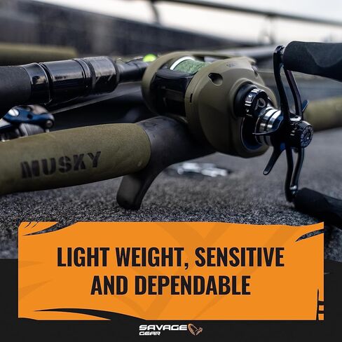 Savage Gear 9' Squad Musky Casting Rod, 1+1-Piece High Modulus Carbon Fishing Rod, EVA Handle, Quality Guides, 40-80lb Line Rating, Heavy Power, Fast Action in Saudi Arabia