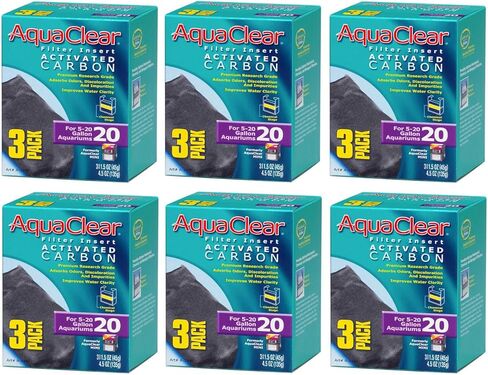 (6 Pack) Aqua Clear Activated Carbon Filter Insert for 20-Gallon Aquariums (3 Filter Inserts Per Pack / 18 Total Inserts) in Saudi Arabia