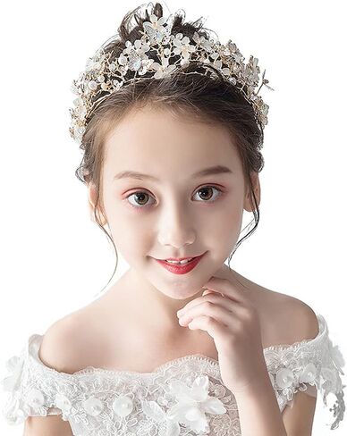 إكسسوارات شعر الزفاف من PRDGIRL للأطفال، غطاء رأس الأميرة زهرة بيضاء عصابة رأس فستان شعر لؤلؤي للفتيات والفتيات الزهرات، عصابة شعر لطيفة لحفلات الزفاف in Kuwait