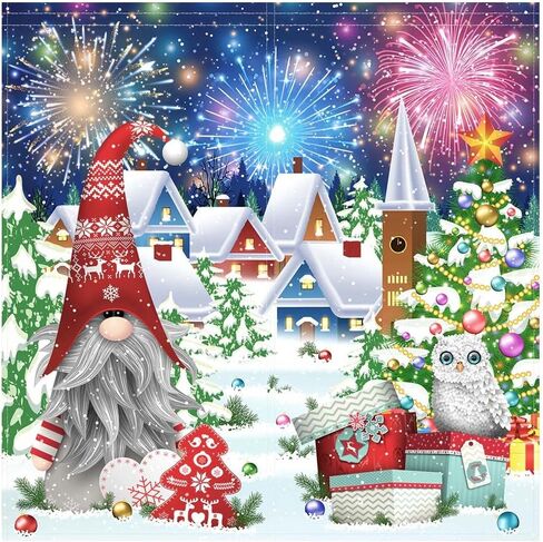 Allenjoy Merry Christmas Window Curtain Cute Xmas Gnome Winter Snowy Landscape New Year Holiday Print Curtains Home Decor Rod Pocket Drapes for Kids Bedroom Living Room 82 in x 84 in in Saudi Arabia