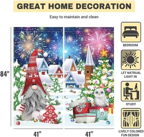 Allenjoy Merry Christmas Window Curtain Cute Xmas Gnome Winter Snowy Landscape New Year Holiday Print Curtains Home Decor Rod Pocket Drapes for Kids Bedroom Living Room 82 in x 84 in in Saudi Arabia