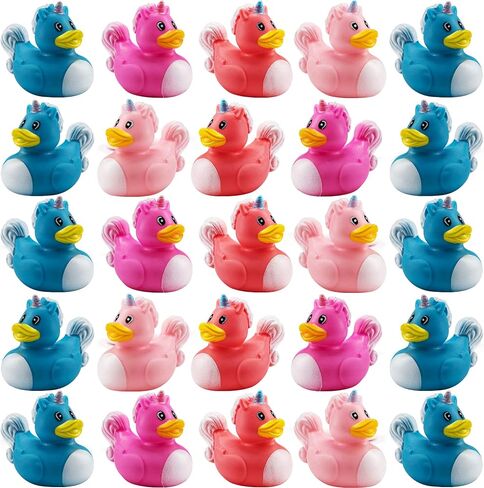 Mini Unicorn Rubber Duckies (Pack of 24) Assorted 2 Inch Duckies, Squirt Bath Tub Toy for Kids, Squeezable and Squirtable, Great for Birthday Party's, Fillers, and Decorations in Saudi Arabia