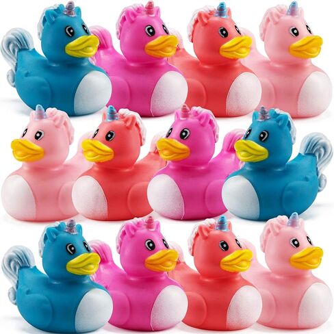 Mini Unicorn Rubber Duckies (Pack of 24) Assorted 2 Inch Duckies, Squirt Bath Tub Toy for Kids, Squeezable and Squirtable, Great for Birthday Party's, Fillers, and Decorations in Saudi Arabia