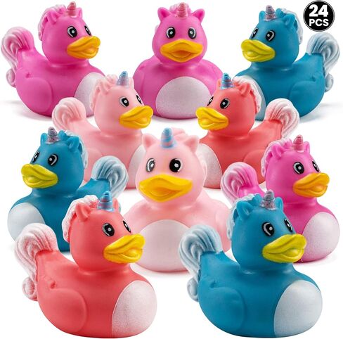Mini Unicorn Rubber Duckies (Pack of 24) Assorted 2 Inch Duckies, Squirt Bath Tub Toy for Kids, Squeezable and Squirtable, Great for Birthday Party's, Fillers, and Decorations in Saudi Arabia