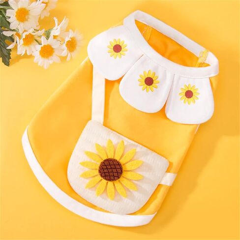 Pet Clothes Cute Dog Vest Lovely Sunflower Dog Shirt Breathable Pet T-Shirt Puppy Clothes Shirt for Pet (Blue, X-Small) in Kuwait